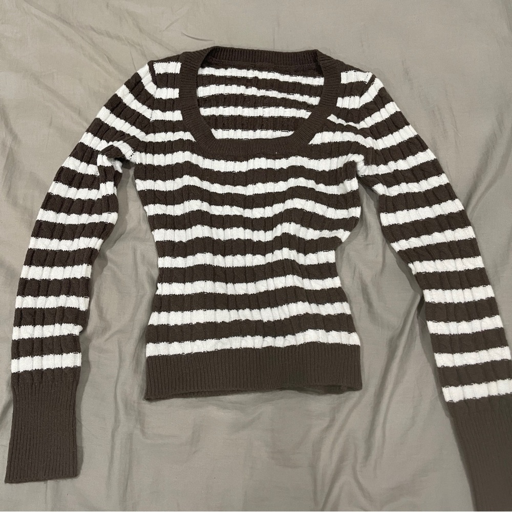 vintage Brown and White striped sweater